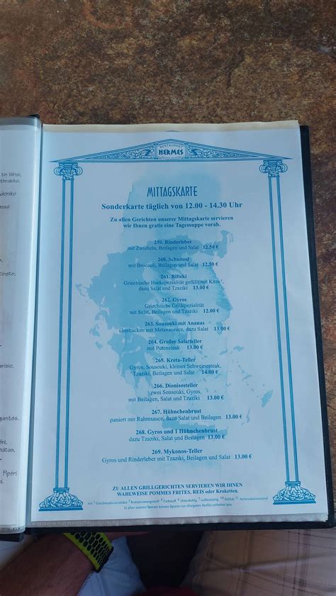 Menu at Restaurant Hermes, Graal.